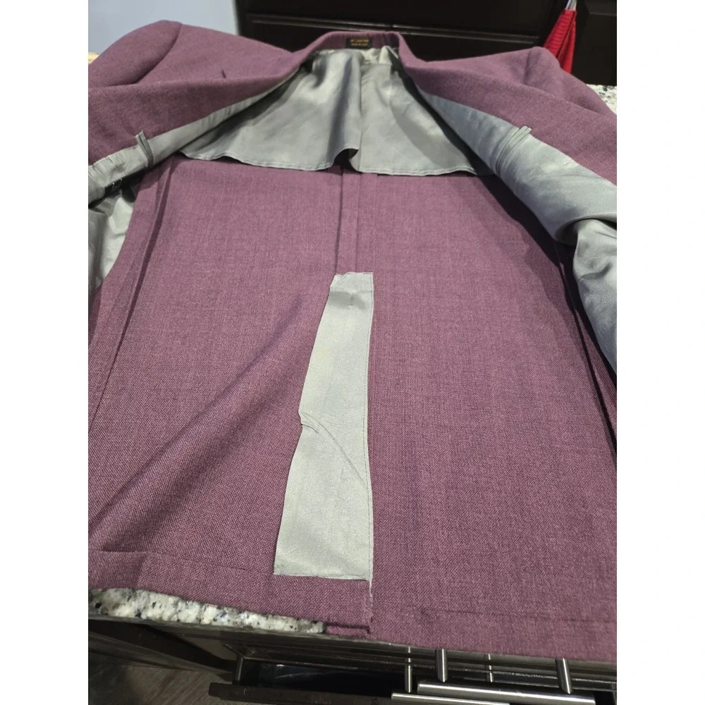 Andhurst VTG Plum Purple Mauve Blazer Jacket 43R Made In USA MISSING button